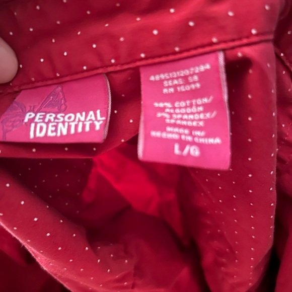 Elegant Red with White polka dots Button Down Women's Shirt - Picture 4 of 4